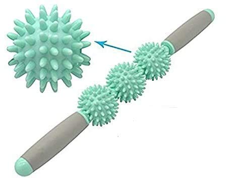 VLFit Muscle Roller Stick Treble Massage for Sore Muscles, Releasing Cramps, Back Tightness, Myofascial, Trigger Points Pain, Legs Lactic Acid, Knots, Calf Soreness - 3 Spike Rollers