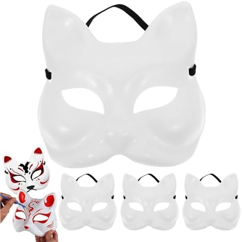 UptVin Therian Kit De Máscara De Gato Para Decorar – Incluye 4 Máscaras, Piel Sintética, Pintura Y Pinceles Para Cosplay