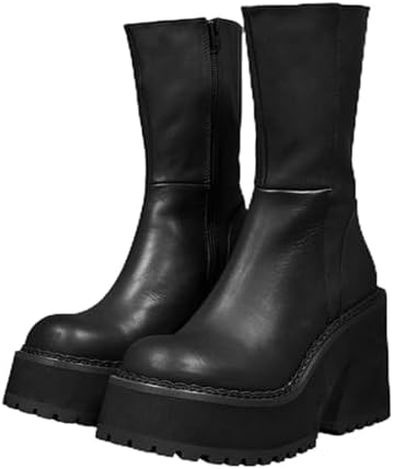 Amazon.com | Easyfox Brown Platform Boots for Women Chunky Heels