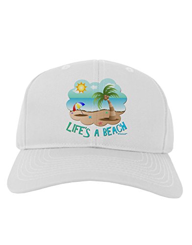 TooLoud Fun Summer Beach Scene - Life's a Beach Adult Baseball Cap Hat - White