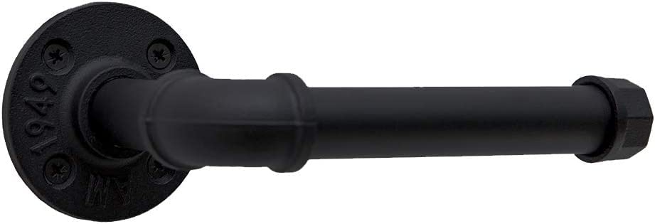 LINKPIPES Industrial Pipe Toilet Paper Holder Wall Mount Rustic Toilet Tissue Paper Holder DIY Heavy Duty Vintage Toilet Roll Holder for Bathroom Kitchen Bedroom(Black)