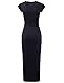 NEARKIN (NKNKWBD801 Womens Cap Sleeve Figure Hugging Scoop Neck Shirred Maxi Dress Black US XL(Tag Size 2XL)