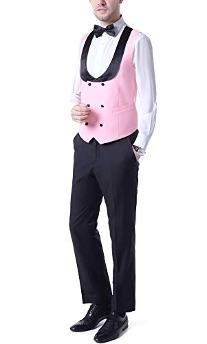 Botong Men's 3 PC Pink Notch Lapel Wedding Suits Slim Fit Groom Tuxedos Prom Suits Casual Suit Pink 34 Chest / 28 Waist
