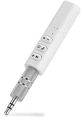 optimacworld 3.5mm Jack Bluetooth V4.1 Hands Free Music Audio Receiver Adapter AUX Kit Compatible with All Android and iOS Devices (White)
