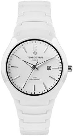 GEORGE KINI Women's Diamond Ceramic Band Analog Quartz Wrist Watches