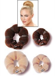 759Shop Hot Buns 2 Piece Magic Hair Styling Styler Twist Ring Former Shaper Doughnut Donut Chignon Bun Maker Clip Hair Curler Accessory Small & Large (Dark Brown) - Thumbnail 3