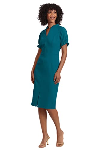 Maggy London Women's Notch Neck Sleek Sheath Dress Office Workwear, Ocean Depth…