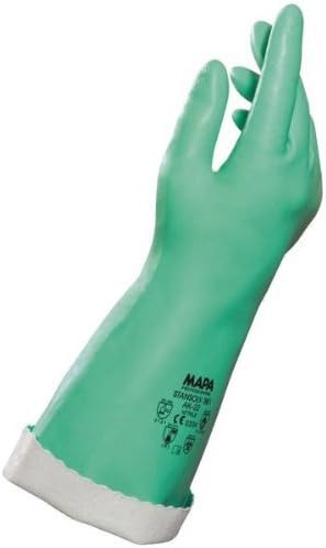 MAPA Stansolv AK-22 Nitrile Mediumweight Glove, Chemical Resistant, 0.033 Thickness, 14 Length, Size 9, Green (Bag of 12 Pairs) by MAPA Professional
