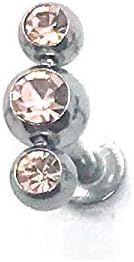 Triple Light Peach Cubic Zirconia Gem Silver Labret Studs Lip Monroe Tragus - 1.2mm 8mm Bar