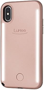 LuMee Duo Selfie Phone Case, Rose | Front & Back LED Lighting, Variable Dimmer | Shock Absorption, Bumper 
