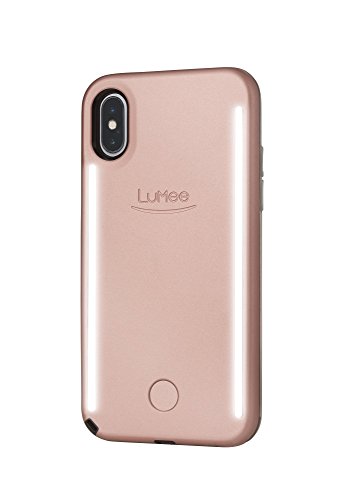 LuMee Duo Selfie Phone Case, Rose | Front & Back LED Lighting, Variable Dimmer | Shock Absorption, Bumper Case | iPhone X / iPhone XS