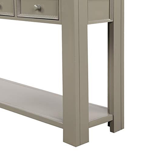 Rhomtree 64" Rustic Console Table for Entryway Wood Sofa Side Table with Drawer and Shelf Storage for Hallway Accent Occasional Table Home Living Room Furniture (Grey)
