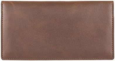 Brown High Quality Decent Business Long Vintage Handmade Genuine Tanned Bifold Leather Phone Wallet
