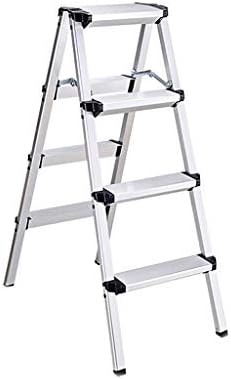 Telescoping Ladders Folding Step Stool Aluminum Double Sided Step Ladder with 150kg Capacity for Warehouse Garden Kitchen Office (Color : A)