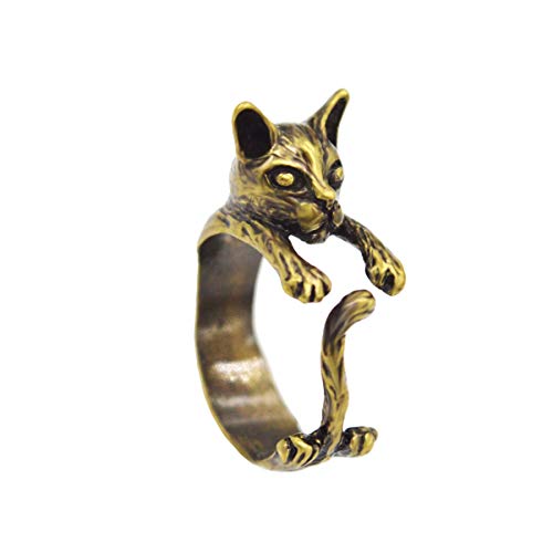 Chengxun Animal Wrap Ring - Kitten Cat Rings - Bronze for Women