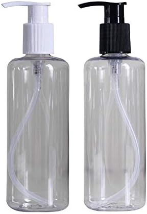 2PCS 300ML 10.2OZ Transparent Empty Plastic Lotion Bottles with Random Color Pump Head Emulsion Shower Gel Shampoo Conditioner Storage Holder Refillable Cosmetic Container Jar Pot for Travel