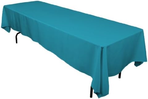 AK Trading Company 60 x 126-Inch Rectangular IFR Polyester Tablecloth - Made in USA - Teal Blue