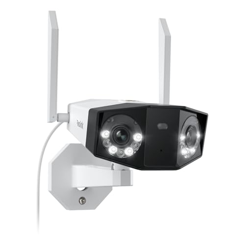 Reolink 4K Dual-Lens WLAN Überwachungskamera Aussen, 180° Ultra-Weitwinkel, Person-/Fahrzeug-/Haustier-Erkennung, 2,4/5 GHz Wi-Fi 6, Farbnachtsicht, 2