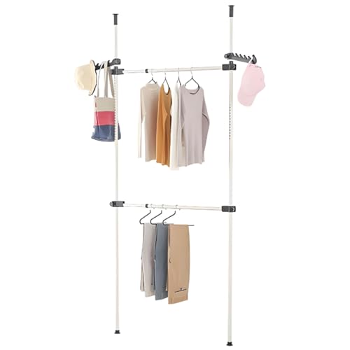 GOTOTOP Teleskop Garderoben System Kleiderstange Begehbarer Kleiderschrank Wandmontage Schranksystem, B (80-139cm) x H (281-329cm) (2 Querstangen)