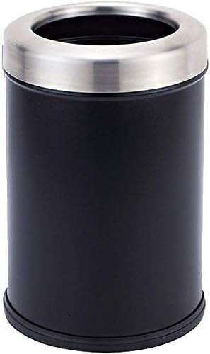 Trash can Stainless Steel Trash Hollow Trash Bath Center Hotel Bathroom Round Trash Canopy 12L (Color : Black)
