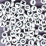 White round alphabet letter beads, 7mm, plastic, (about…