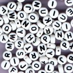 White Round Alphabet Letter Beads, 7mm, Plastic, (about 1000 beads) 140 grams