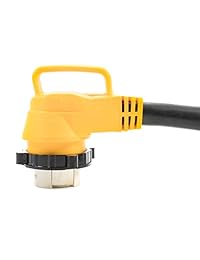 Camco 55572 PowerGrip Dogbone   Adaptador eléctrico macho con bloqueo 50 Amp y hembra a 90 grados con bloqueo 50 Amp, 18 pulgadas