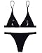 X-HERR Women's Wide Band Triangle Top Cheeky Bottom Bikini Swimsuits (Black,X-Large)