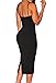 ZKESS Women's Sleeveless/Long Sleeve Plunging V Neck Cocktail Bodycon Dress (Large Size, Black)