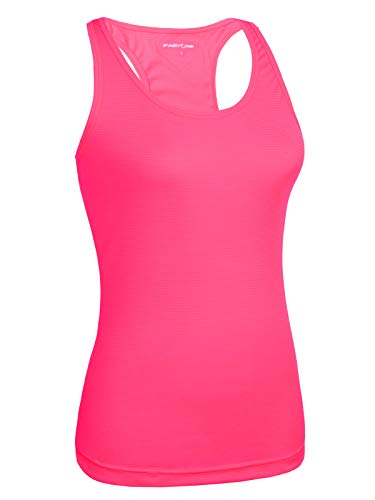 Fastorm Women's 2 Pack Running Tank Tops for Women Active Racerback Dry Fit Tank Top Cerulean Blue-Neon Pink L