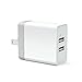 Sensus Dual Port USB Travel Wall Charger Adapter with Smart IC and Foldable Plug Cube for iPhone X/8/8 Plus/7/6S/6S Plus/6 Plus/6/SE/5, Samsung Galaxy S8/S7/S6/S5 Edge, LG, HTC, Huawei, Moto and More