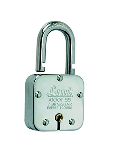 Link Atoot Steel 55mm Double Locking Lock with Hardened Shackle and Lever Set (Silver, 4-Pieces)