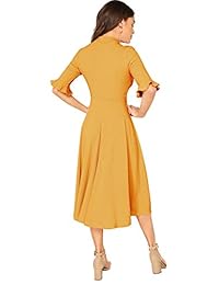 Verdusa - Vestido de mujer elegante acanalado con mangas acampanadas