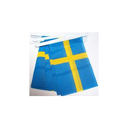 AL PRODUCTION Garland 6 Meters 20 Flags Sweden Nation Flag Size 15x21 Cm