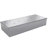 CoZroom Smoker Box Stainless Smoker for BBQ Grill Wood Made of Stainless Steel with Hinged Lid for Charcoal and Gas Barbecue Meat Smoking
