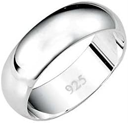 6MM Sterling Silver High Polished Half-Round Light Comfort Fit Classy Dome Wedding Band Ring - Crazy2Shop