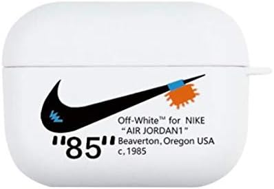 Compatible with Off White 85 Air Jordan AJ AirPods Pro Case Protective Cover,3D Mini Sneakers Creative Fun Soft TPU Case Skin with Keychain Design for AirPods Pro Charging Case 2019 (Off White)