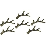 Zeckos Antique Bronze Finish Cast Iron Deer Antler Drawer Pull Cabinet Handle Set of 6