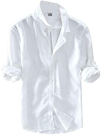 Mens Plain Full Sleeve Casual Linen Shirts Comfortable Lightweight Breathable