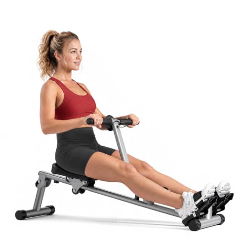 Sunny Health & Fitness Smart Kompaktes Hydraulisches Rudergerät, 12 Stufen