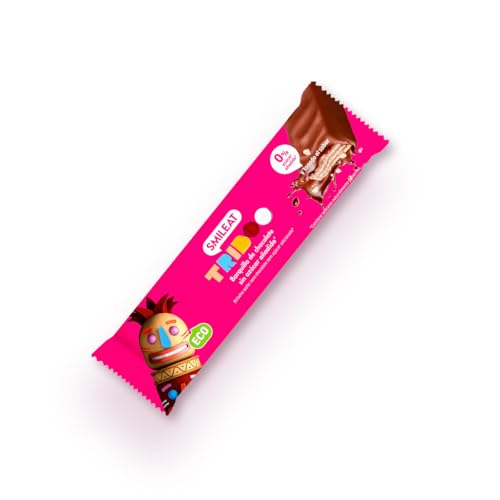 Smileat - Barquillo TRIBOO Recubierto de Chocolate - Snack con ingredientes ecológicos - Sin Azúcar Añadido - Merienda Crujiente con alto contenido de fibra