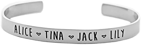 Oaklee MaeMetal Cuff Bracelet Personalized with Names - Mother's Day Gift - Engraved Jewelry - 1035