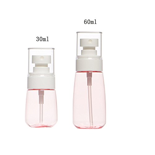 Layboo Airless Fine Mist Spray Bottles Refillable Travel Containers Water Mister Clear Plastic Atomizer for Cosmetic Makeup Skincare water (60ml+30ml, pink)