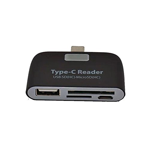 USB-C Card Reader, 4 in 1 USB 3.1 Type-C USB SD(HC) MicroSD(HC) Card Reader Adapter for Type-C Phone and PC /MAC (Black)