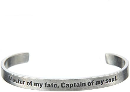 I AM THE MASTER OF MY FATE, I AM THE CAPTAIN OF MY SOUL QUOTABLE CUFF BRACELET