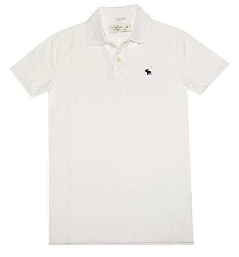 Abercrombie & Fitch Men Muscle Fit Moose Logo Polo (XL, White)