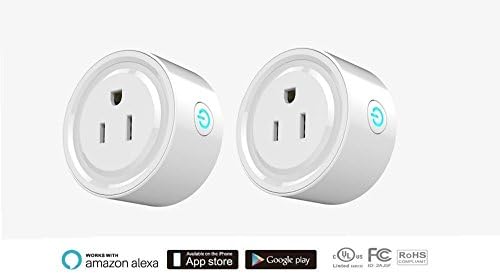 WIFI Mini Smart Plug Outlet, Work with Amazon Alexa Remote Control Timer Switch, ETL Listed (2 Packs)