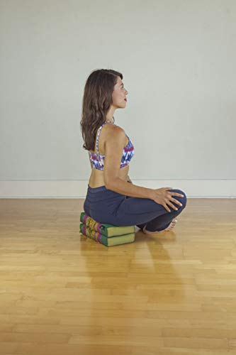 Zafuko Foldable Cushion - Double Green - organic Kapok filling, use folded and unfolded for meditation, soft yoga prop, portable cushion - Thumbnail 6