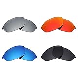 Mryok 4 Pair Polarized Replacement Lenses for Oakley Half Jacket Sunglass - Stealth Black/Fire Red/Ice Blue/Silver Titanium