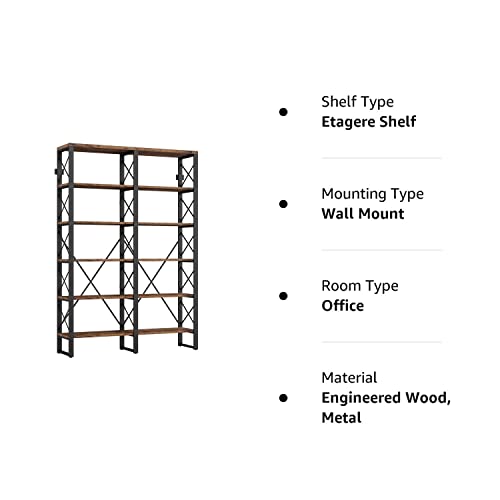 IRONCK Bookshelf Double Wide 6Tier 76" H, Open Large Bookcase
